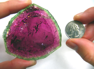 500ct maine watermelon tourmaline slice