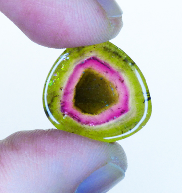 unique 'watermelon' tourmaline slice