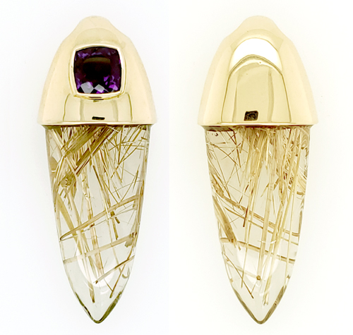 rutilated quartz bullet pendant
