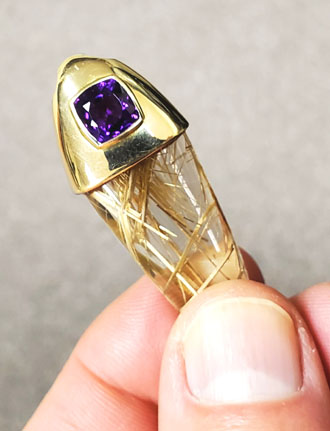 rutilated quartz bullet pendant