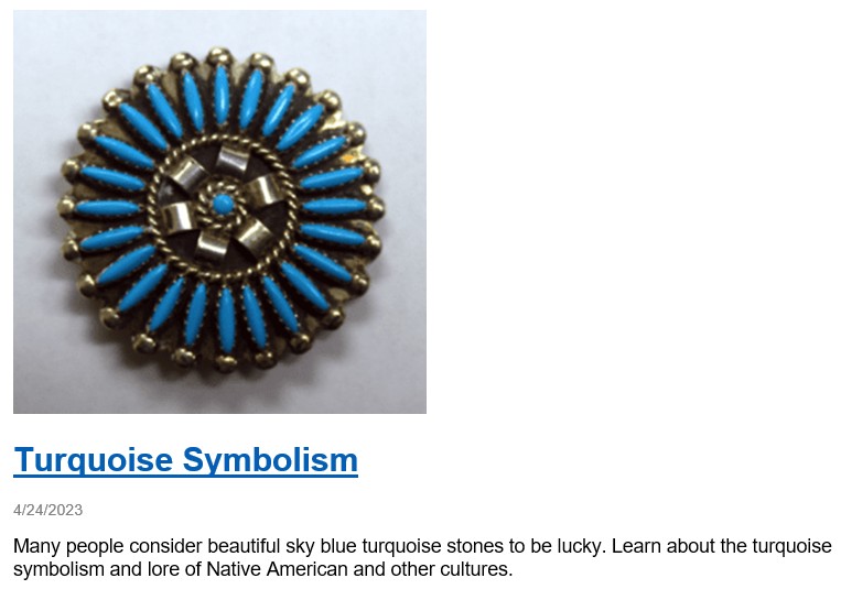 signed zuni turquoise pin