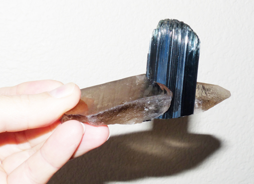 smoky quartz with terminated tourmaline crystal - cruzeiro mine