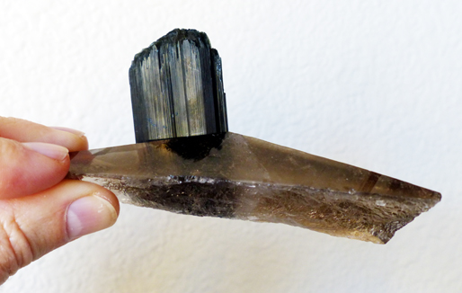 smoky quartz with terminated tourmaline crystal - cruzeiro mine