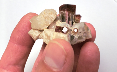bicolor tourmaline crystal specimen, mogok, burma