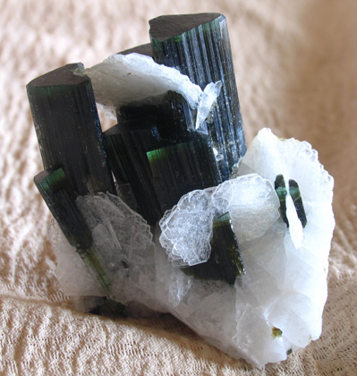 tourmaline crystal cluster on matrix
