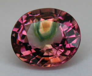 published pink tourmaline with internal watermelon